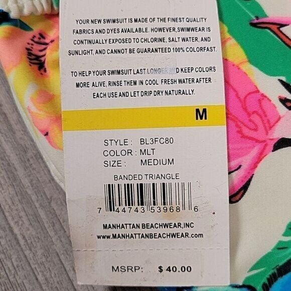 Bikini Lab Juniors' Back to Tropicali Banded Triangle Top Sz M - Picture 8 of 9